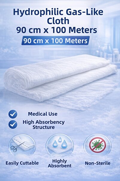 FREEDOM STOREE لفافة شاش هيدروفيل 90 سم × 100 متر، شاش طبي ماص غير معقم