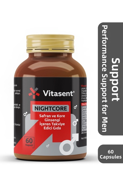 VİTASENT Nightcore Men's Special Supplement 60 Capsules – Saffron, Korean Gin...