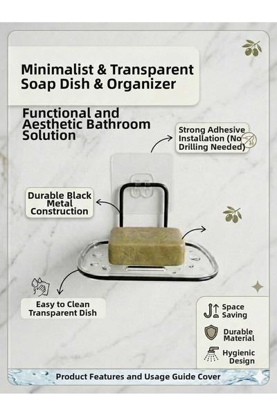 LOVYCO Suport negru pentru săpun - cu suprafață transparentă, adeziv puternic...