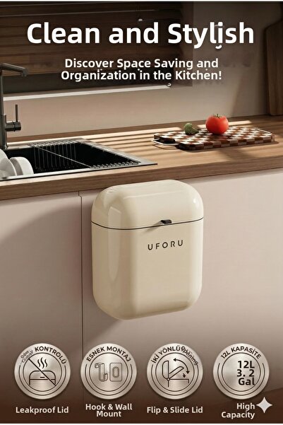 Playtronik Coș de gunoi adeziv pentru bucătărie de 12 litri - găleată pentru ...