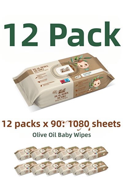 Fibril 12x90 Olive Oil Baby Wipes - 1080 Sheets Pack