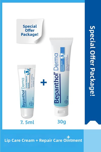 Bepanthol Repairing Care Ointment 30 Gr & Daily Intensive Moisturizing Lip Cr...