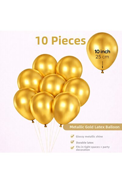 Laviyosa 10 Pcs Shiny Metallic Balloons 10 Inch Party Balloon Birthday Decora...