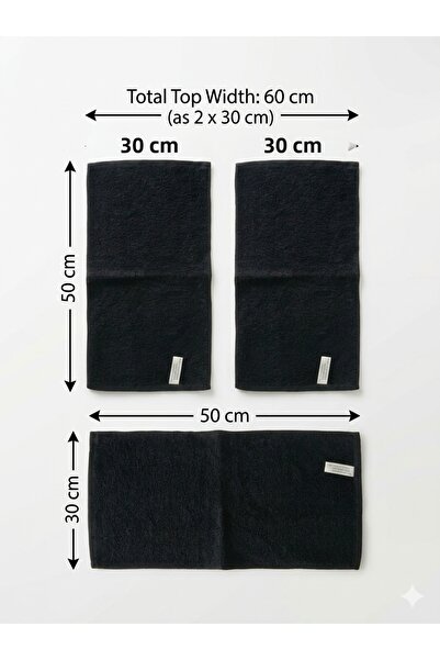 nkspor 3 Pieces Black Sports Towel 30X50 cm 100% Cotton Lu-High Absorbent Bau...