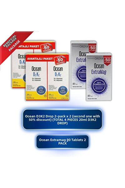 Orzax Ocean D3K2 Drops 20 ml Set of 2 (Total 4 Pcs 20ml) + Ocean Extramag 90 ...