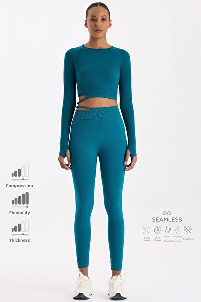 COMEUP Αθλητικό κολάν με πόρπη και παράθυρο στη μέση, πράσινο Millennium