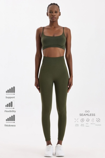 COMEUP efect modelator Leggings verde frunză închisă