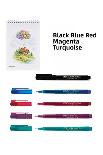 Faber Castell 5 قطع من أقلام برودبين O.8MM ودفتر ملاحظات A6