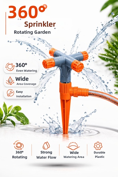 DESIPHON نافورة ري العشب ذات 4 أذرع، رشاش ري الحديقة، نافورة دوارة أوتوماتيكي...