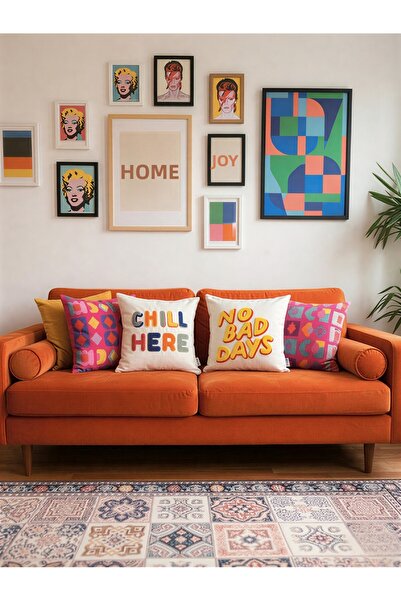 RahanDesign Chill Here - No Bad Days Set de 2 huse de pernă cu design brodat ...