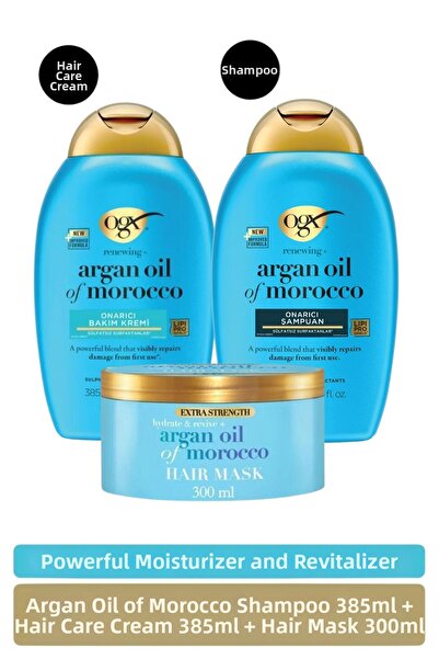 OGX شامبو زيت الأرغان المغربي المرطب + بلسم الشعر + قناع الشعر