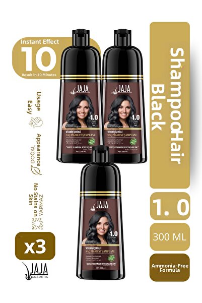 Jaja Black Hair Pigment Shampoo 1.0 |   300 ml X 3 Pieces & Contains Vitamins
