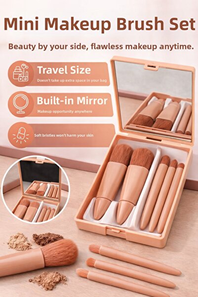 Pastelya Mini Makeup Brush Set – Brown Color Portable Boxed
