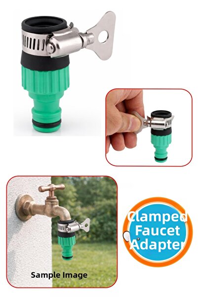 NZB 1 Piece Self Clamping Fountain Faucet Connection Adapter 1/2 Inch Hose Ad...