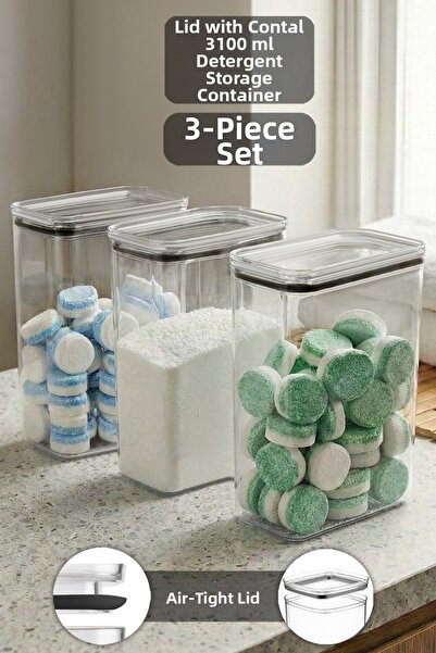 Meleni Home Σετ 3 κουτιών αποθήκευσης απορρυπαντικού Pure - Δοχείο αποθήκευση...