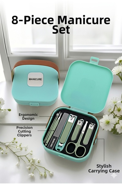 Yenilig Stylish and Portable 8-Piece Manicure Set - Ergonomic Design and Prec...
