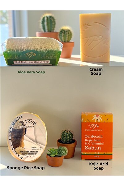 Tpm Kojic Acid Soap, Aloe Vera Fiber Soap, Rice Sponge Soap, and Gift Cream S...