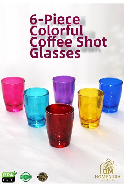 AuraStile 6 Colorful Coffee Side Water Glass Presentation Shot Decor Cup Espr...