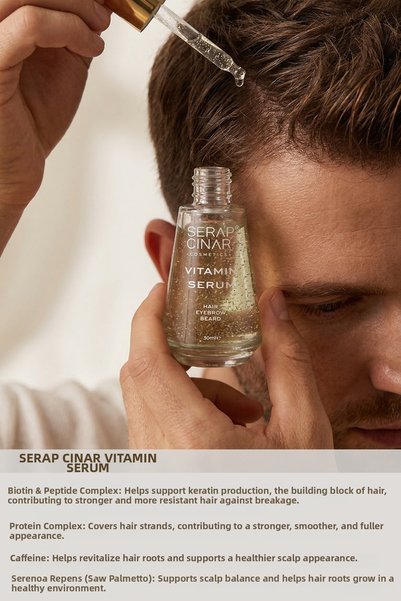 Serap Çınar Cosmetics مصل فيتامين فعال لعلاج تساقط الشعر واللحية والألوبسي 30 مل خاص بالرجال