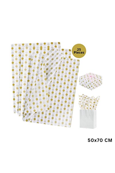 roco paper ورق تغليف ذهبي منقّط قطع، ورق تغليف هدايا وتزيين 50x70 سم، 25 قطعة