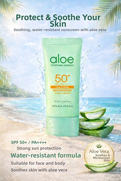 Holika Holika خلاصة الصبار المهدئة - كريم الشمس المقاوم للماء بعامل حماية من ...