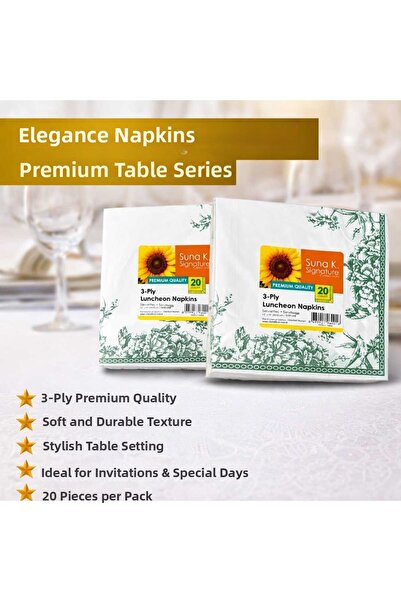SUNA K Signature Collection – Premium Patterned Napkins Green