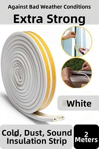 Svein Πόρτα PVC 2 μέτρων Cold Proof - Λευκή, Φυτιλισμένη Αυτοκόλλητη, 1x2=2 m