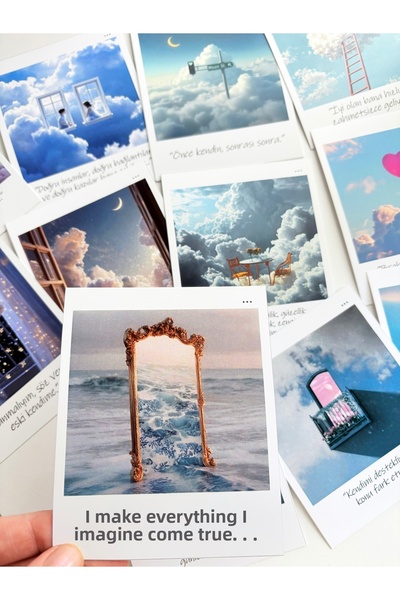 Pankart Evi 12 Pieces of Positive Motivational Decorative Pola Card Set - Man...