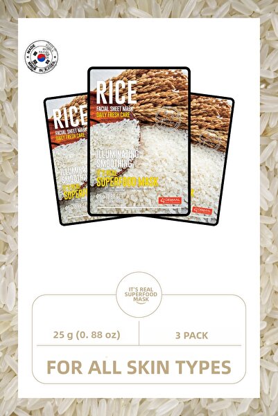 Dermal قناع الأرز المضيء والمنعم 25 جرام، مجموعة من 3 قطع