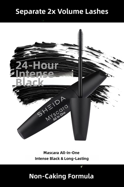Sheida ماسكارا سوداء فاحمة تمنح كثافة وتجعيدًا مكثفًا - رأس خاص لفصل مفرد