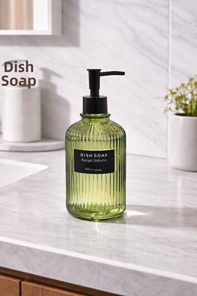 Padilon 500 ml Glass Liquid Soap Dispenser Modern Bathroom Kitchen Pressed Gl...