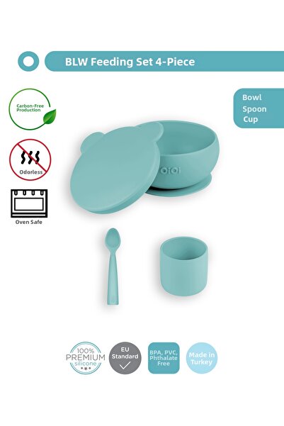 OiOi طقم تغذية سيليكون من بي دبليو - أخضر