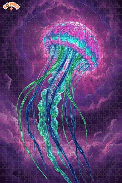 Esranın Dünyası لوحة ألغاز خشبية ذات طبقتين بإطار مزدوج بتصميم قنديل البحر ال...