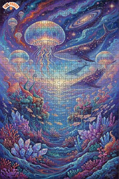 Esranın Dünyası لغز خشبي فني لحيتان المحيطات وقناديل البحر من غالاكتيك أوشن، ...