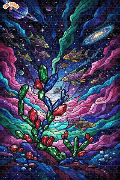 Esranın Dünyası لغز خشبي من مزدوج الطبقات قطعة من سبيس كريستال فيش آرت 50×30