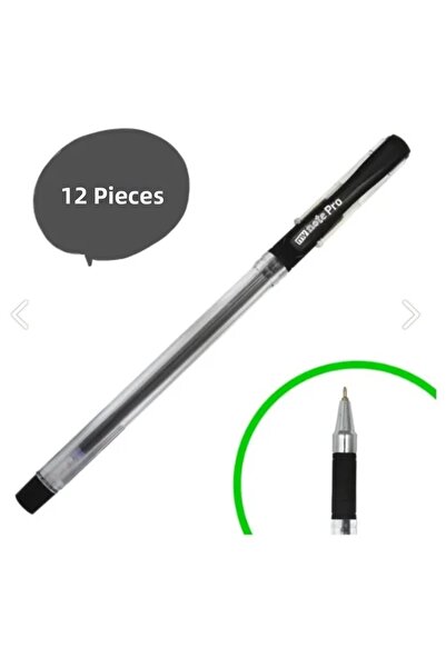 Mynote قلم جل بحبر جاف بطرف إبرة مقاس 0.7 ملم، أسود، عبوة من 12 قطعة