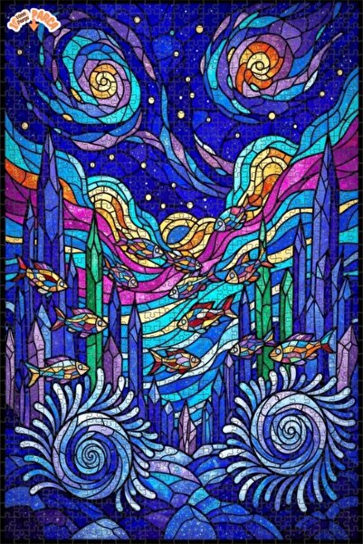 Esranın Dünyası لغز فني خشبي من ميستري أكواريوم آرت مزدوج الطبقات قطعة مقاس 7...