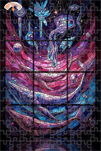 Esranın Dünyası لغز خشبي بمظهر فسيفساء زجاجية لعالم الحيتاني الغامض 150 قطعة ...