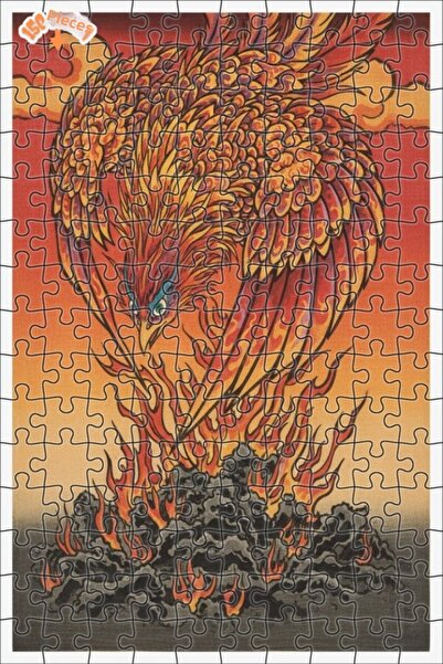 Esranın Dünyası لغز خشبي فني بتصميم طائر الفينيق المضيء بالألوان الزيتية، مزد...