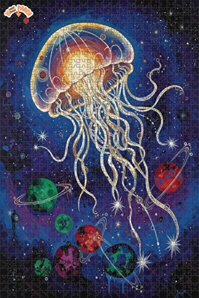 Esranın Dünyası Universal Jellyfish Oil Painting Lookalike Art Double-Layer F...