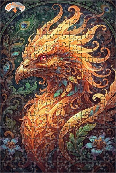 Esranın Dünyası لغز خشبي مؤطر بطبقتين بمظهر لوحة زيتية لطائر الفينيق السحري 1...