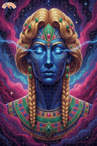 Esranın Dünyası Space Goddess Oil Painting Look Double Layer Framed Wooden Pu...