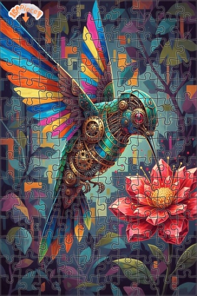 Esranın Dünyası لغز خشبي على شكل طائر الطنان الميكانيكي السحري بمظهر زيت الزي...