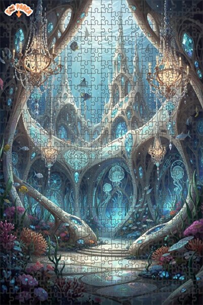 Esranın Dünyası لغز خشبي فني رقمي بتصميم قصر حورية البحر 500 قطعة 50x30