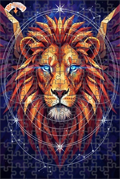 Esranın Dünyası Lion Royal Modern Art Double-Layer Framed Wooden Puzzle 150 P...