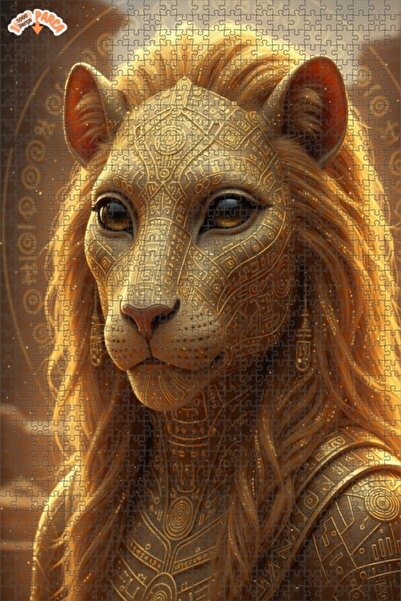 Esranın Dünyası Golden King Lion Detailed Double-Layer Framed Wooden Puzzle 1...