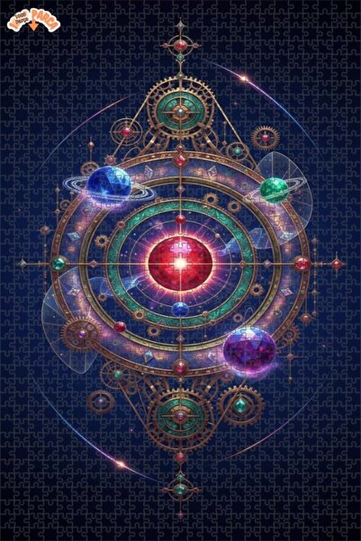 Esranın Dünyası عجلة الكون الغامضة ذات المظهر الزيتي، لغز خشبي مكون من مزدوج ...