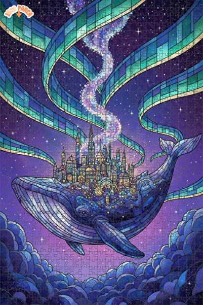 Esranın Dünyası لغز خشبي من مزدوج الطبقات قطعة من موزاييك مدينة الحوت الزجاجي...