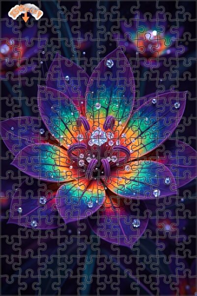 Esranın Dünyası Rainbow Color Diamond Flowered Wooden Puzzle Double-Layer Fra...
