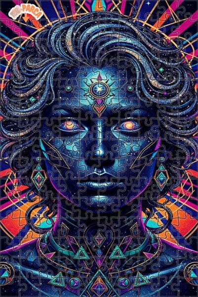 Esranın Dünyası Cosmic Woman Abstract Art Double Layer Framed Wooden Puzzle 1...